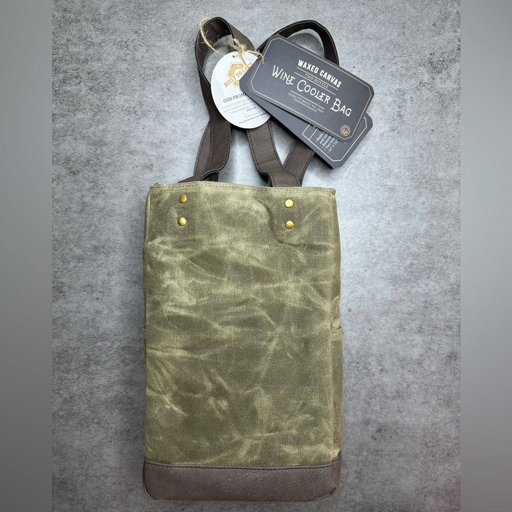 Waxed Canvas Olive Green Wine Cooler Bag by